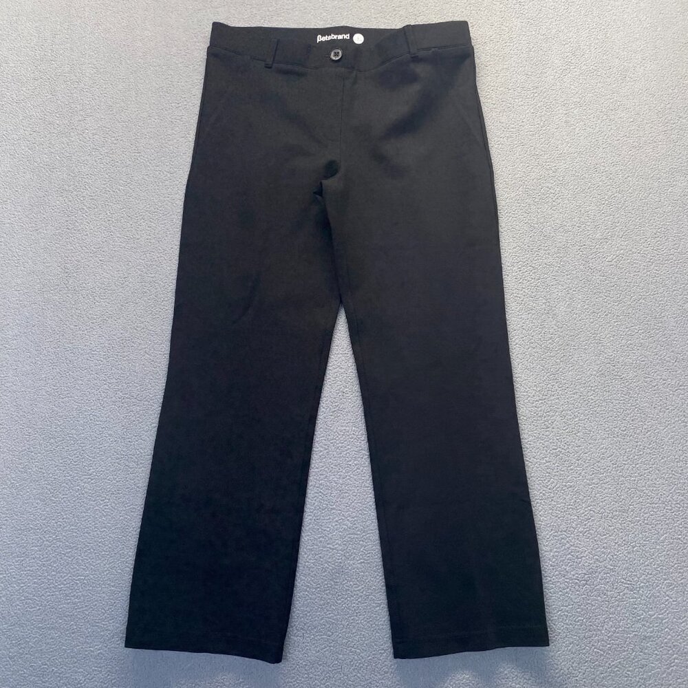 Betabrand Women's Straight Stretch Dress Pant Yoga Pants Black Size L S-Petite